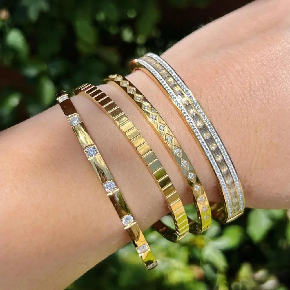 New! “Alana” Gold Inlaid Studded Bracelet - Picture 2 of 3